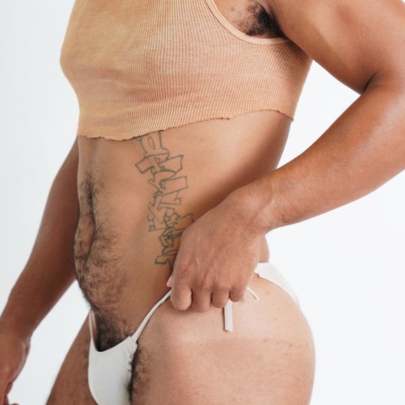 Nude Set Vintage Wash Raw Cut Top With Tie Side Bikini - Picture 3 of 3